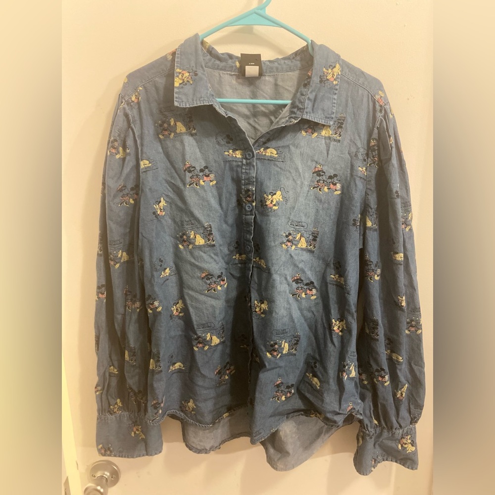 Denim Mickey button down shirt